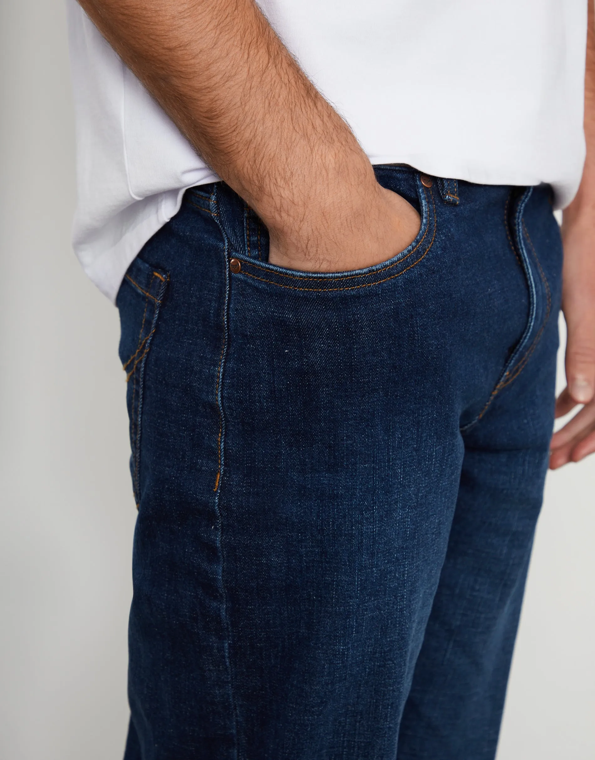 Threadbare Men's Dark Wash Stretch Heritage Straight Leg Jeans sold by Threadbare product image thumbnail 4