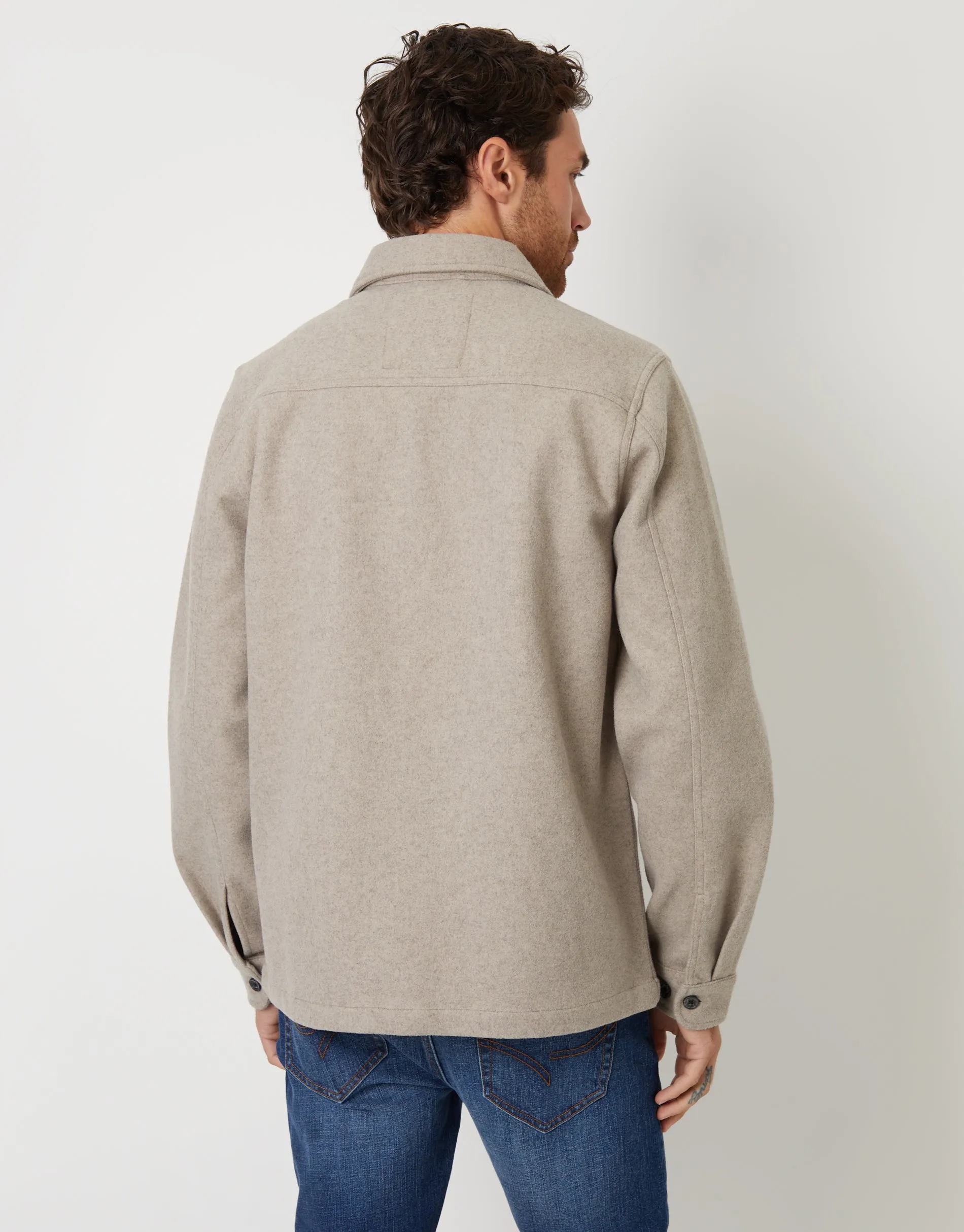 Beige Faux Wool Button Up Shacket sold by Threadbare product image thumbnail 2