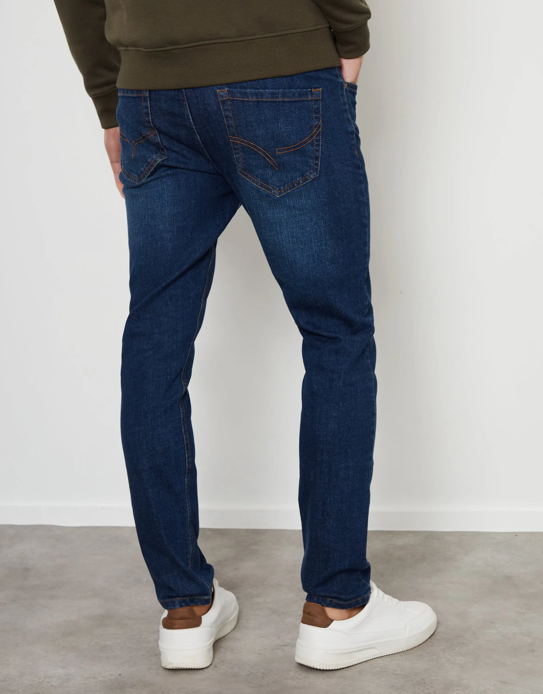 Men's Dark Wash Stretch Heritage Slim Fit Jeans sold by Threadbare product image thumbnail 2