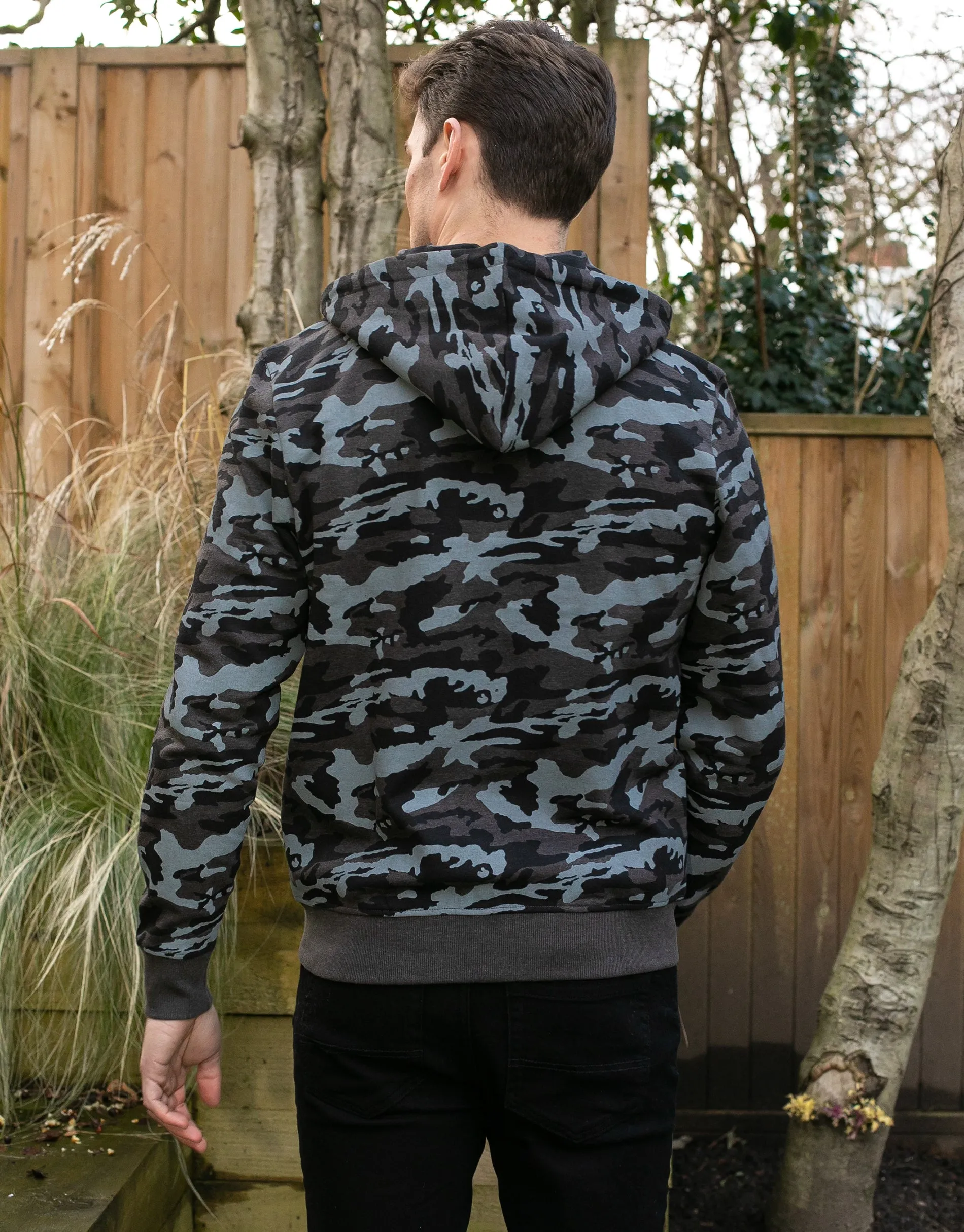 Men's Charcoal Camo Zip-Through Hoodie sold by Threadbare product image thumbnail 2