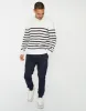 Men's Ecru Breton Stripe Crew Neck Jumper sold by Threadbare