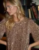 Bronze Sequin Velour Mini Party Dress sold by Threadbare