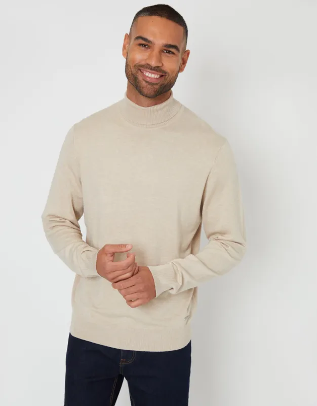 Men's Ecru Knitted Roll Neck Jumper sold by Threadbare