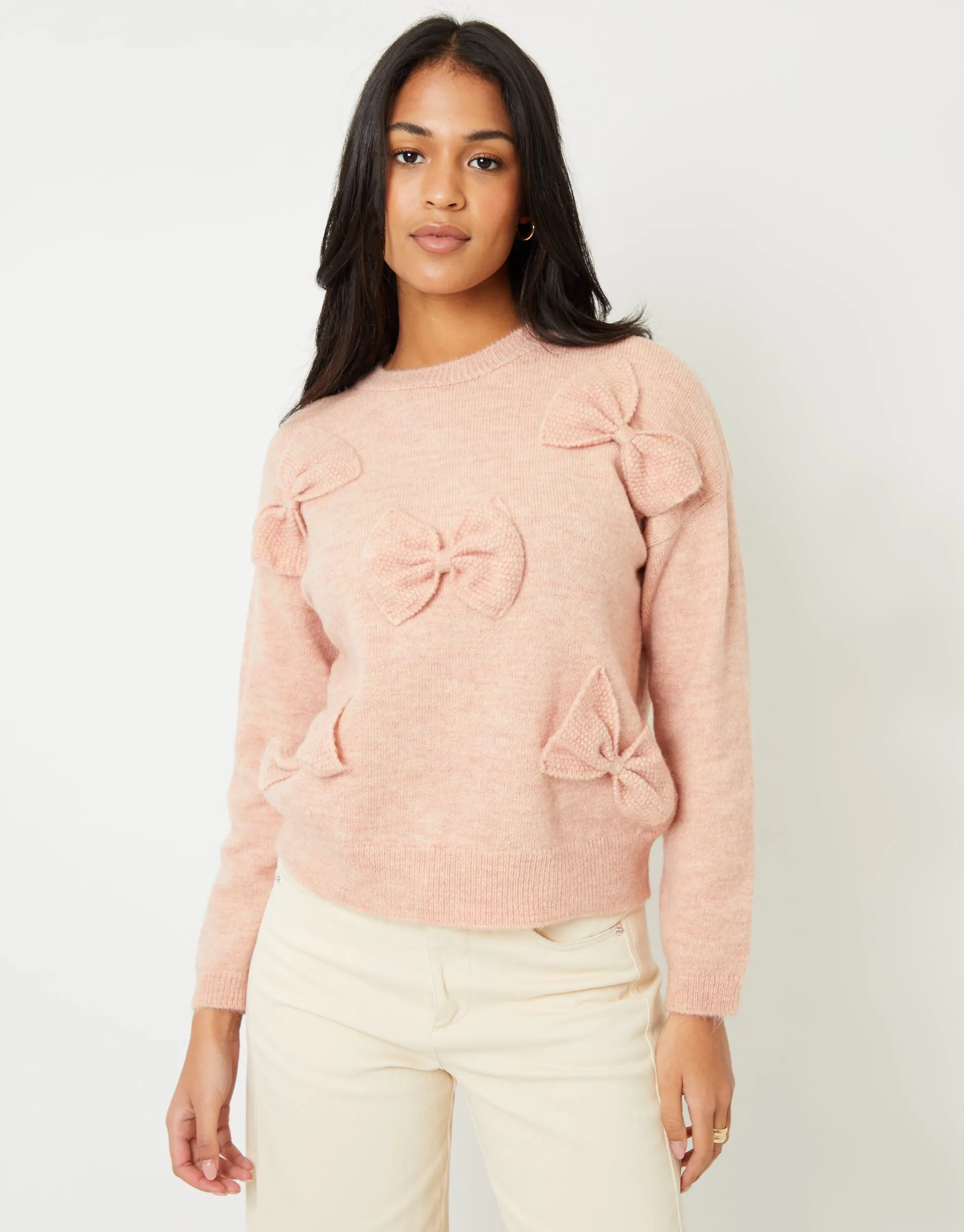 Women's Pink Bow Appliqué Knitted Jumper sold by Threadbare product image thumbnail 2