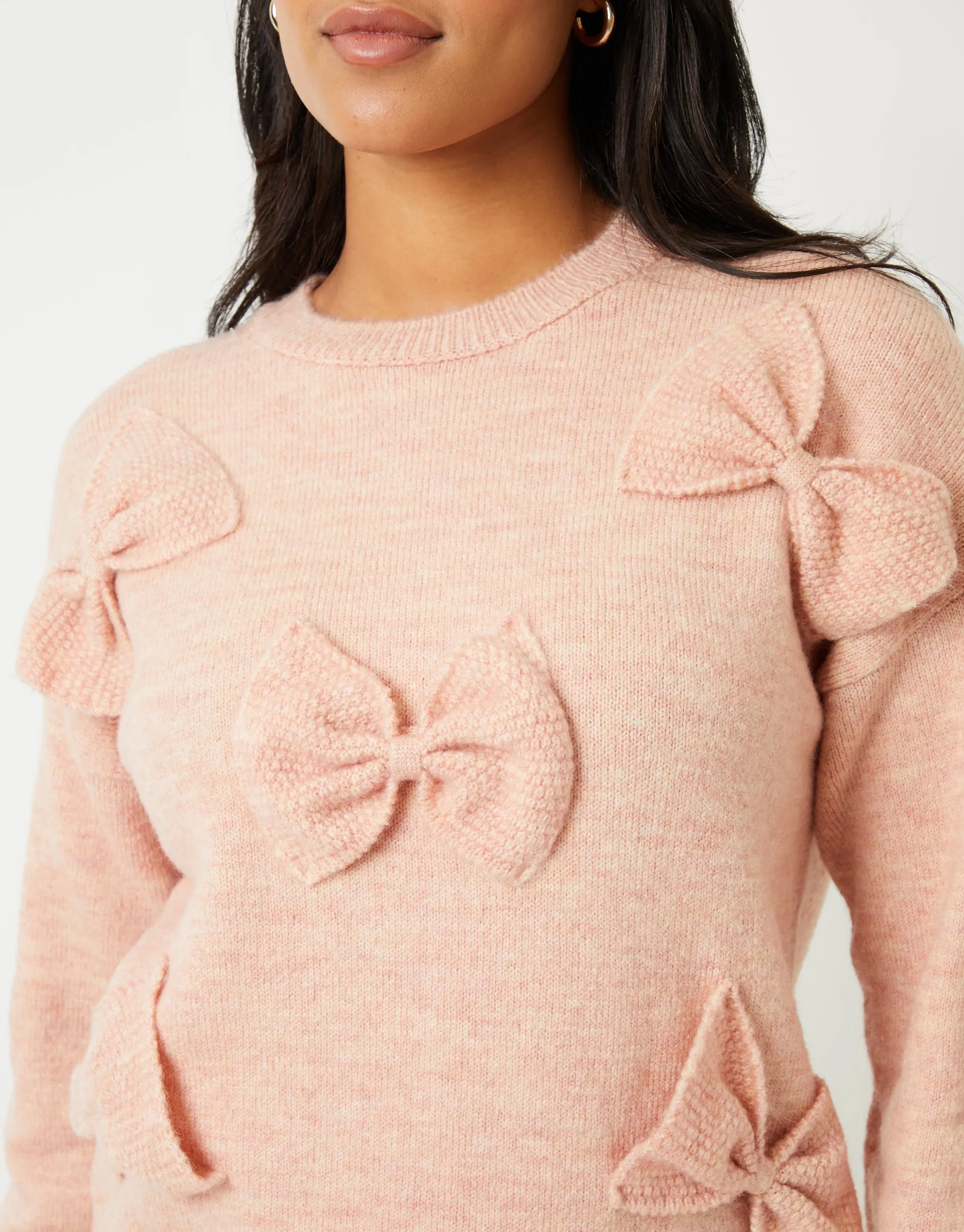 Women's Pink Bow Appliqué Knitted Jumper sold by Threadbare product image thumbnail 3