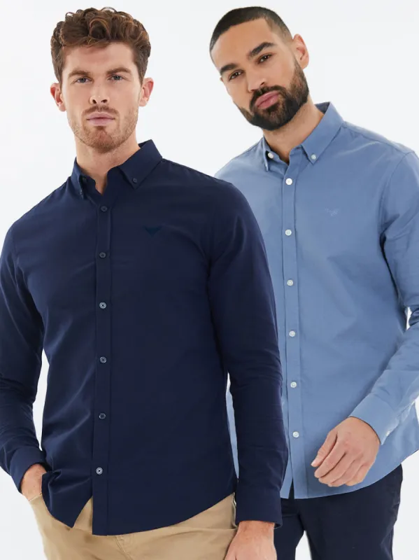 Threadbare Men's Navy & Blue Cotton Long Sleeve Shirts (2 Pack) sold by Threadbare