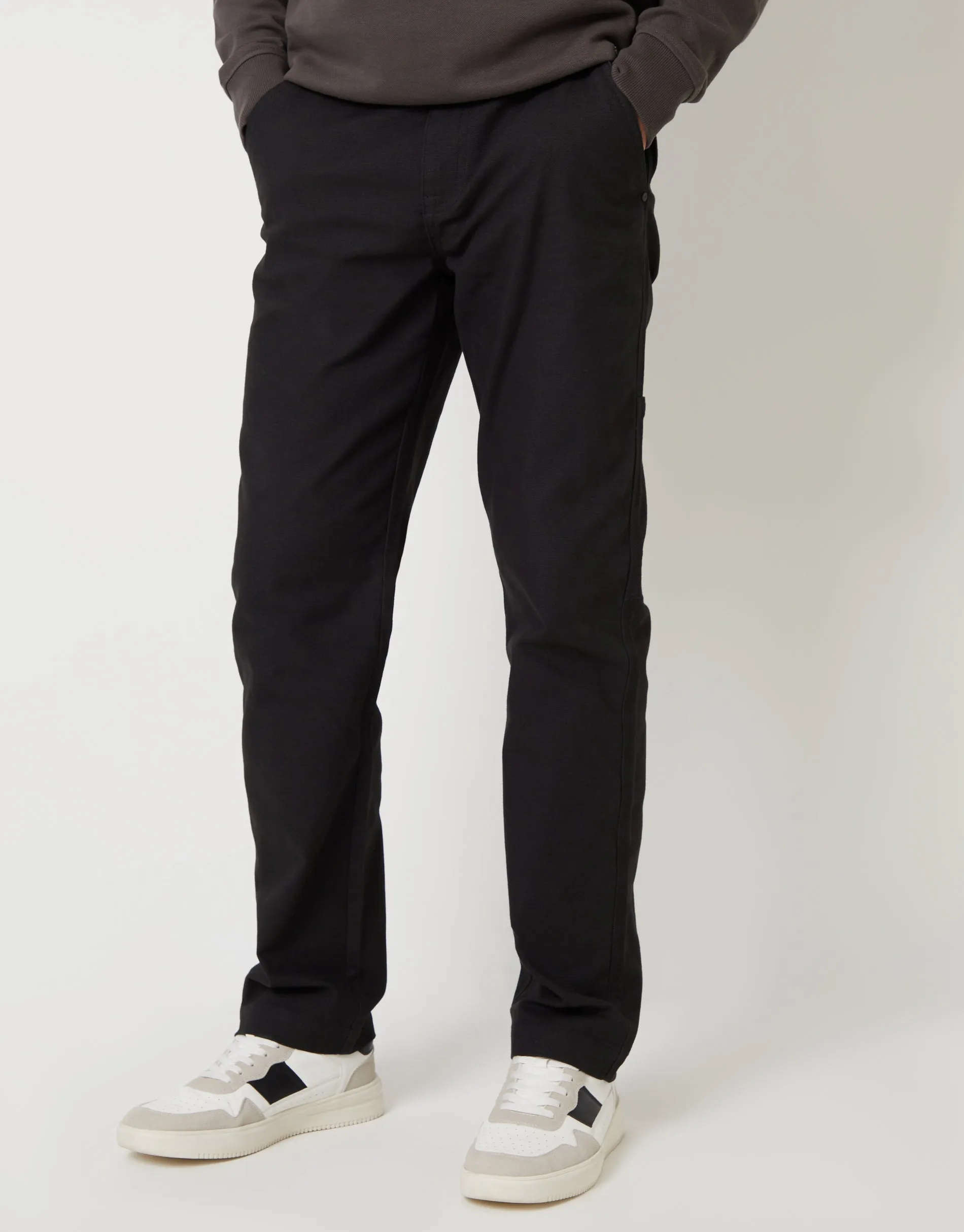 Black Straight Leg Chino Cargo Trousers sold by Threadbare