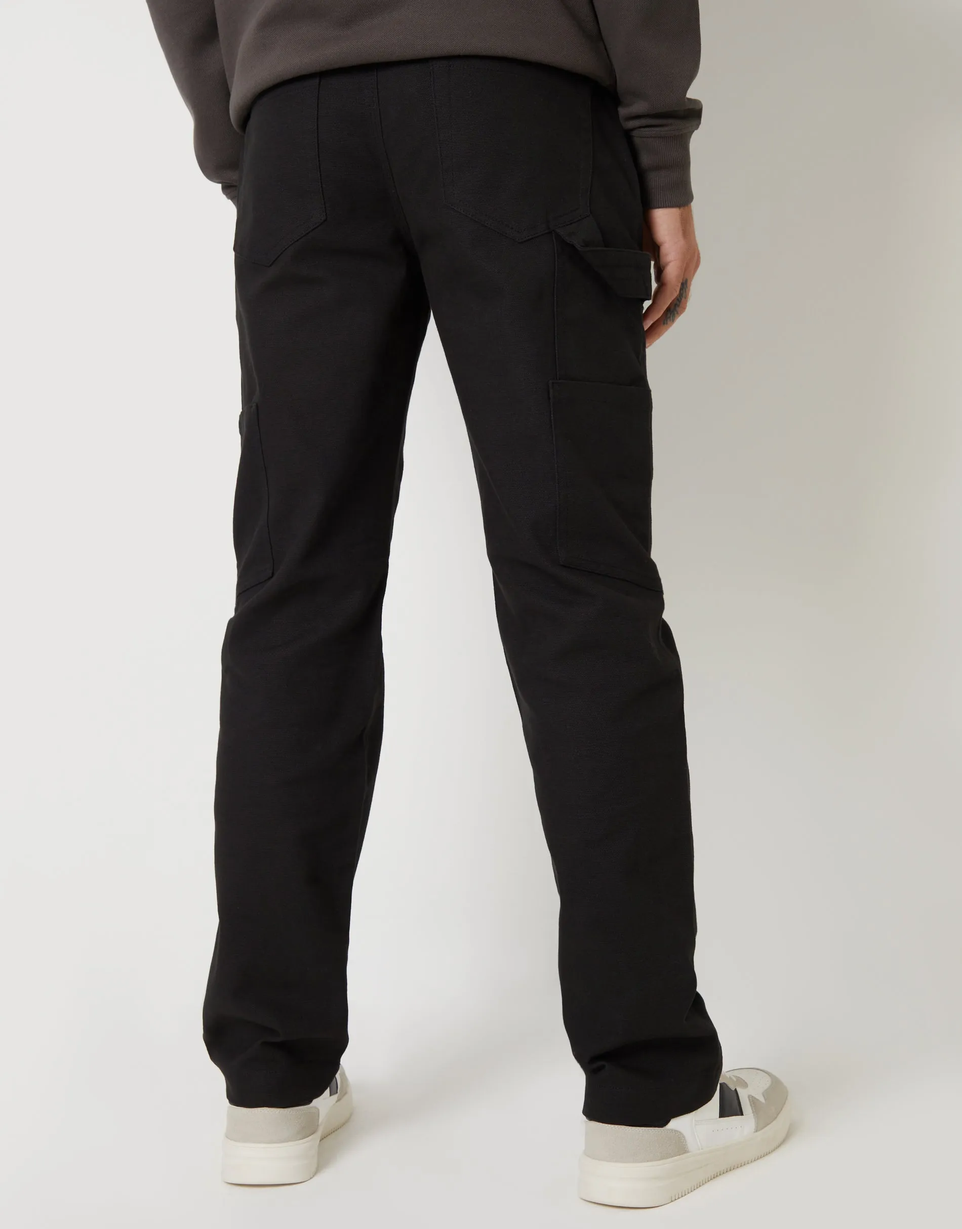 Black Straight Leg Chino Cargo Trousers sold by Threadbare product image thumbnail 2