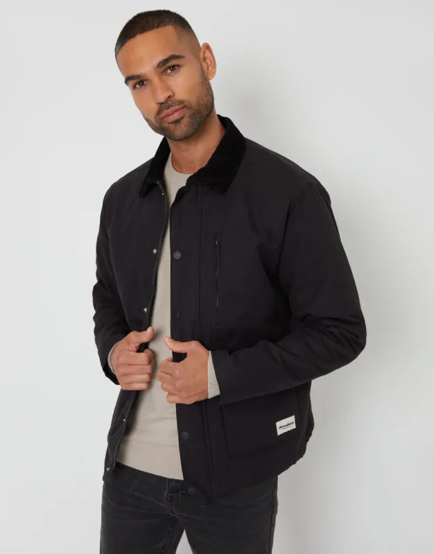 Men's Black Collared Lightweight Jacket sold by Threadbare