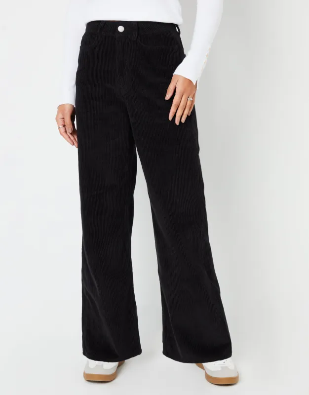 Threadbare Women's Black Wide Leg Corduroy Jeans sold by Threadbare