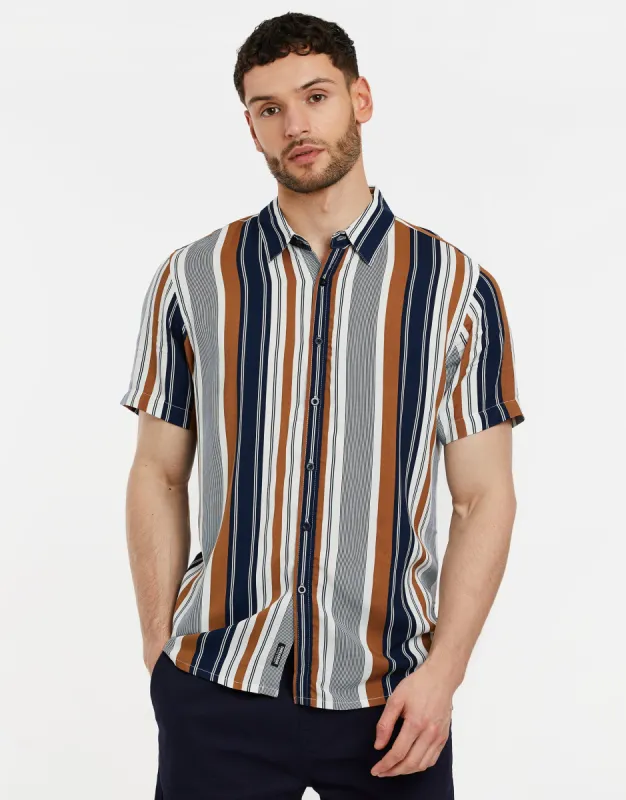 Men's Blue Striped Short Sleeve Shirt sold by Threadbare