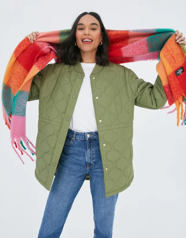Women's Khaki Quilted Bomber Style Jacket sold by Threadbare