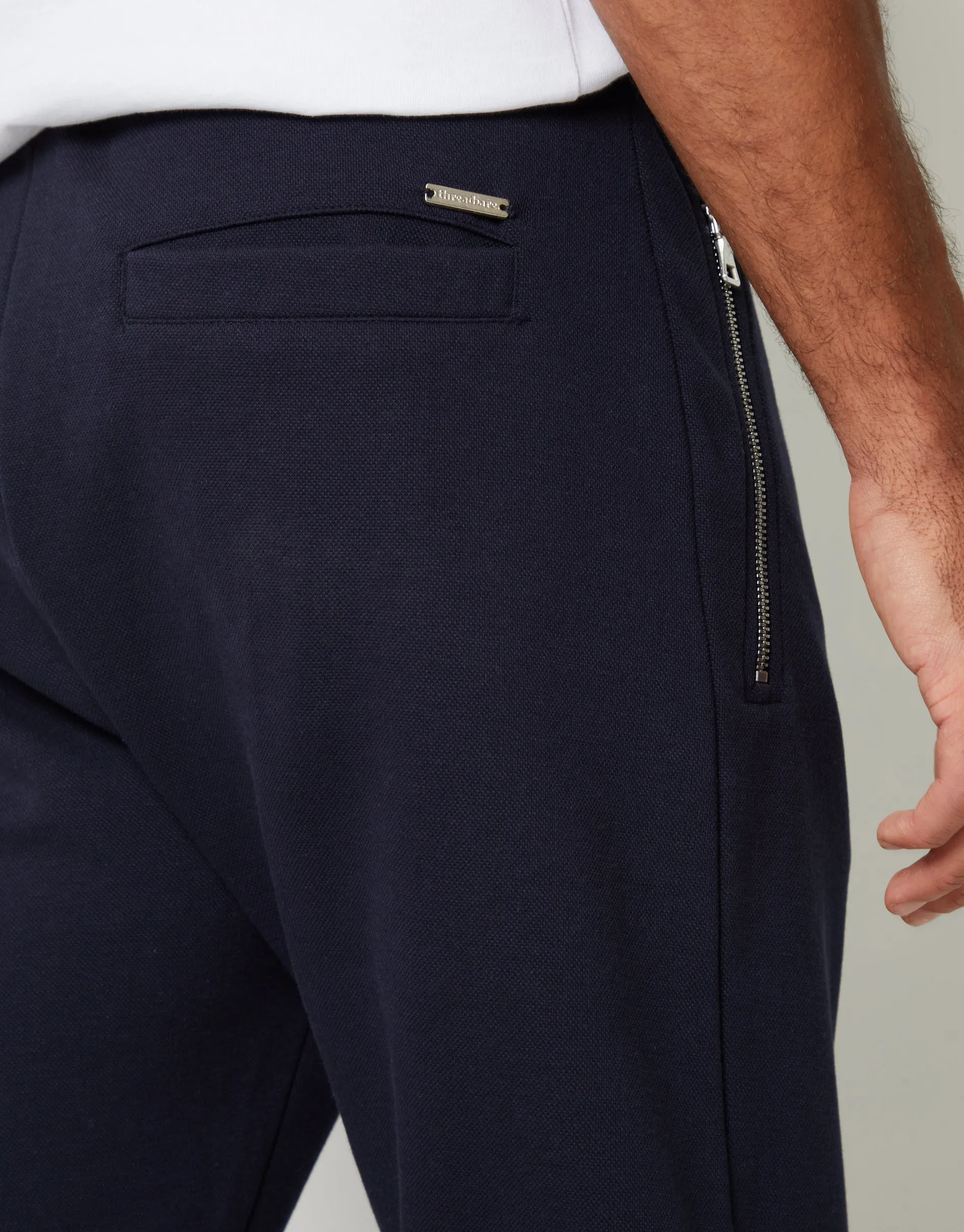 Men's Navy Cuffed Pique Joggers sold by Threadbare product image thumbnail 4