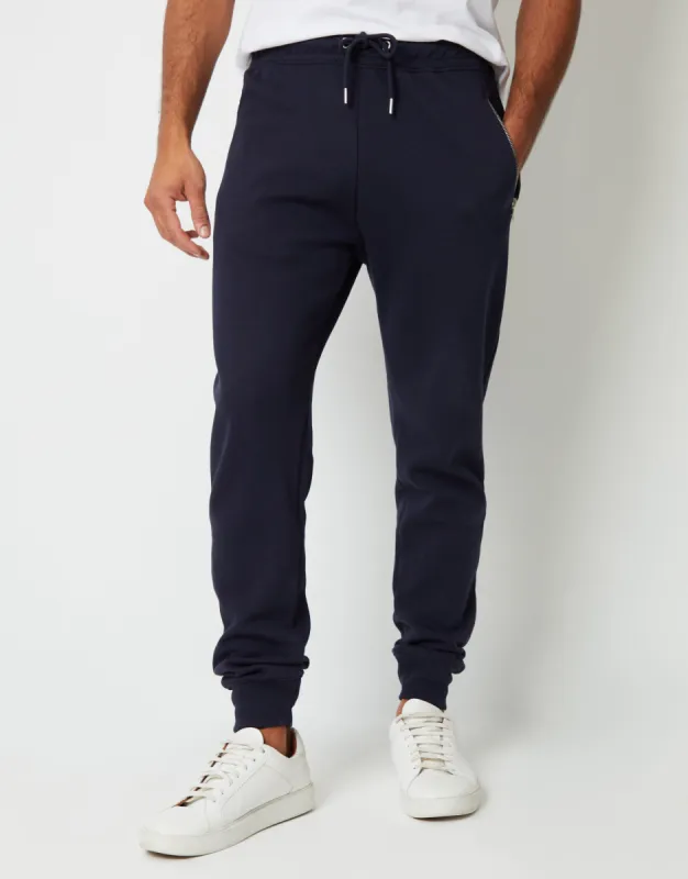 Men's Navy Cuffed Pique Joggers sold by Threadbare
