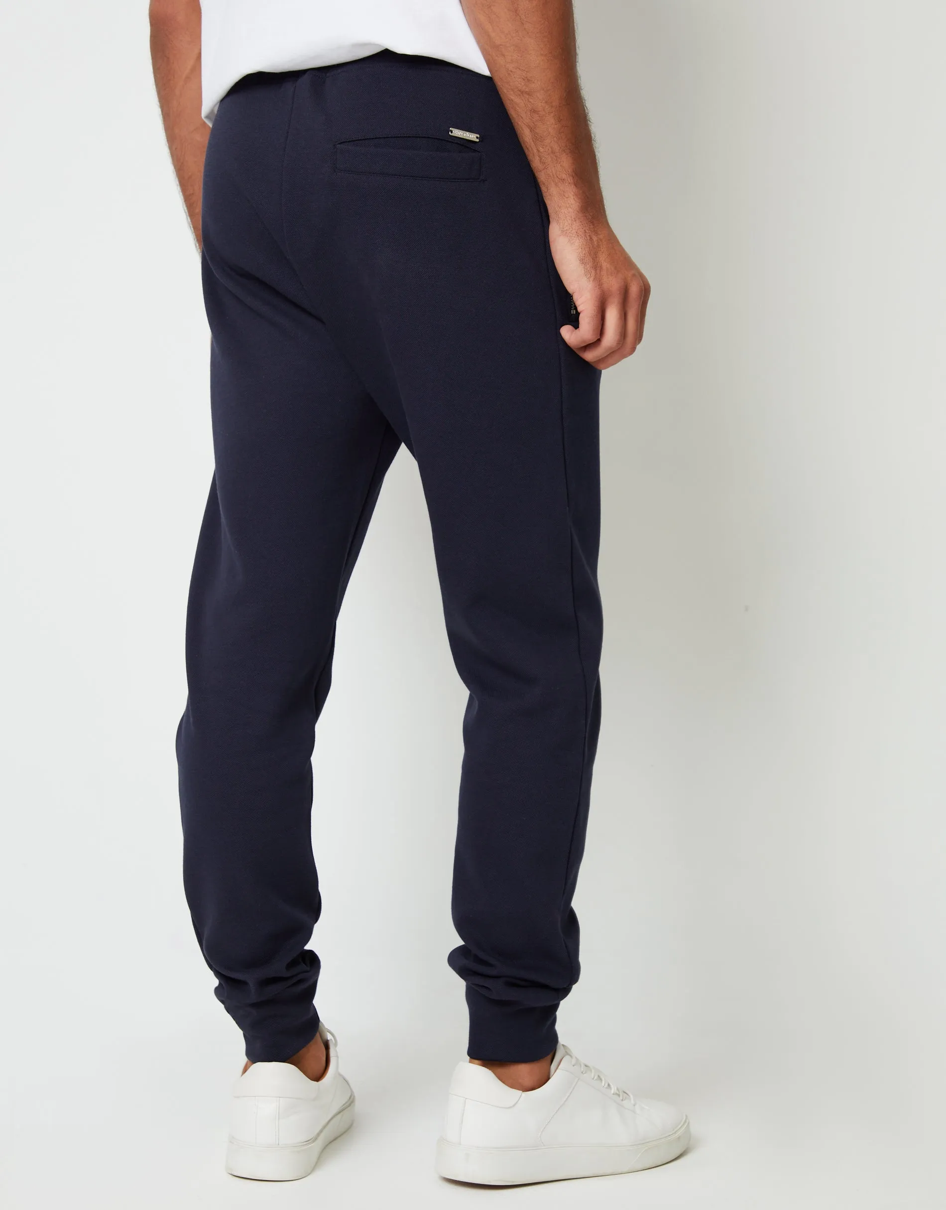 Men's Navy Cuffed Pique Joggers sold by Threadbare product image thumbnail 2