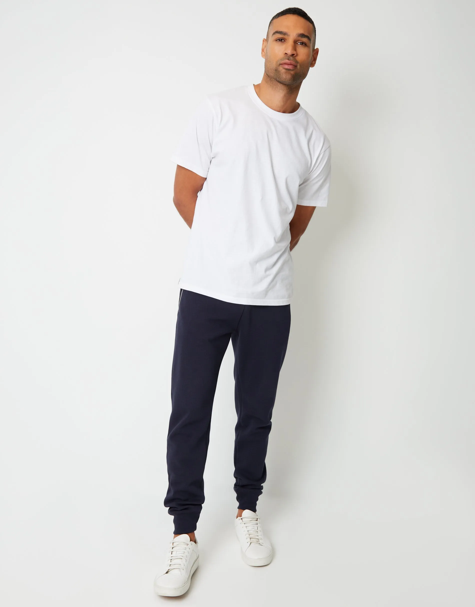 Men's Navy Cuffed Pique Joggers sold by Threadbare product image thumbnail 3