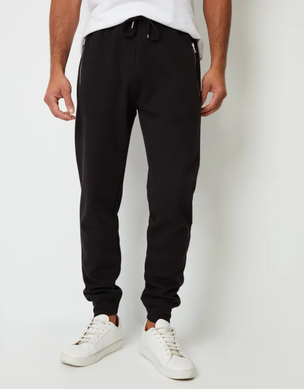Men's Black Cuffed Pique Joggers sold by Threadbare