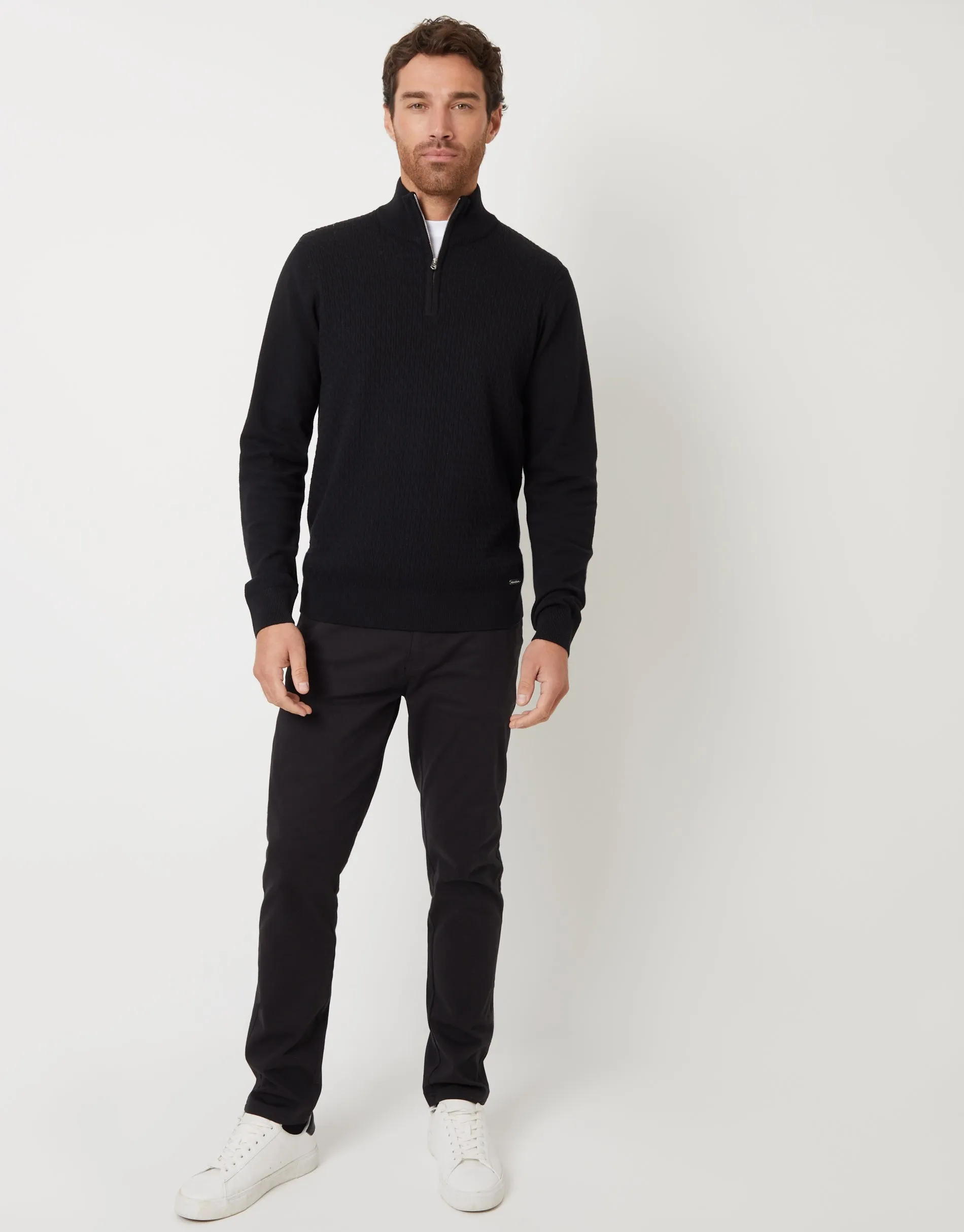 Black Mini Cable Knit Quarter Zip Jumper sold by Threadbare product image thumbnail 3