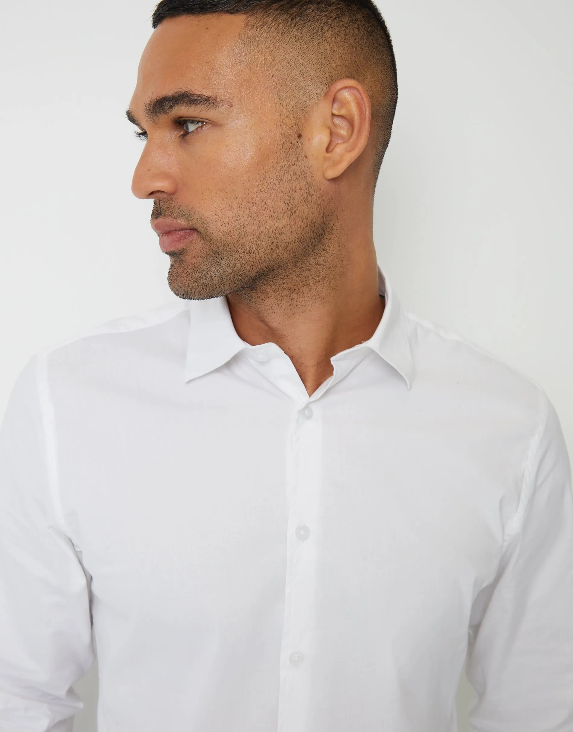 Threadbare Men's White Stretch Cotton Poplin Long Sleeve Shirts (3 Pack) sold by Threadbare product image thumbnail 4