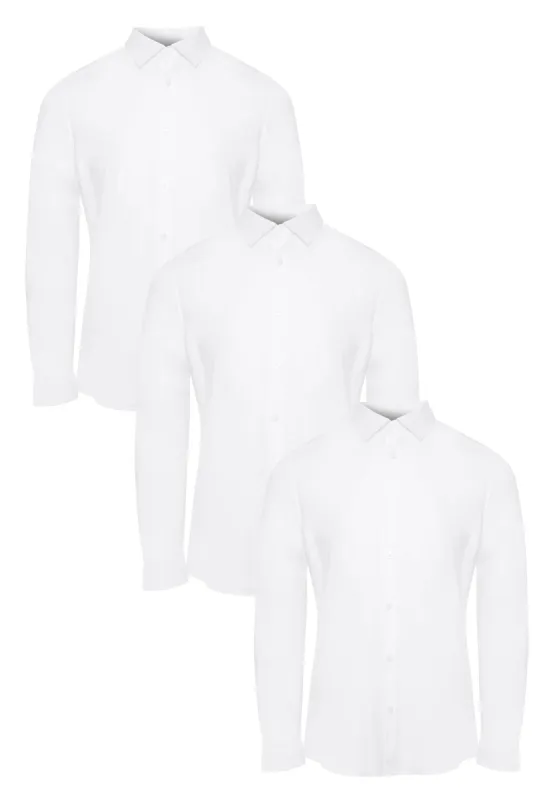Threadbare Men's White Stretch Cotton Poplin Long Sleeve Shirts (3 Pack) sold by Threadbare