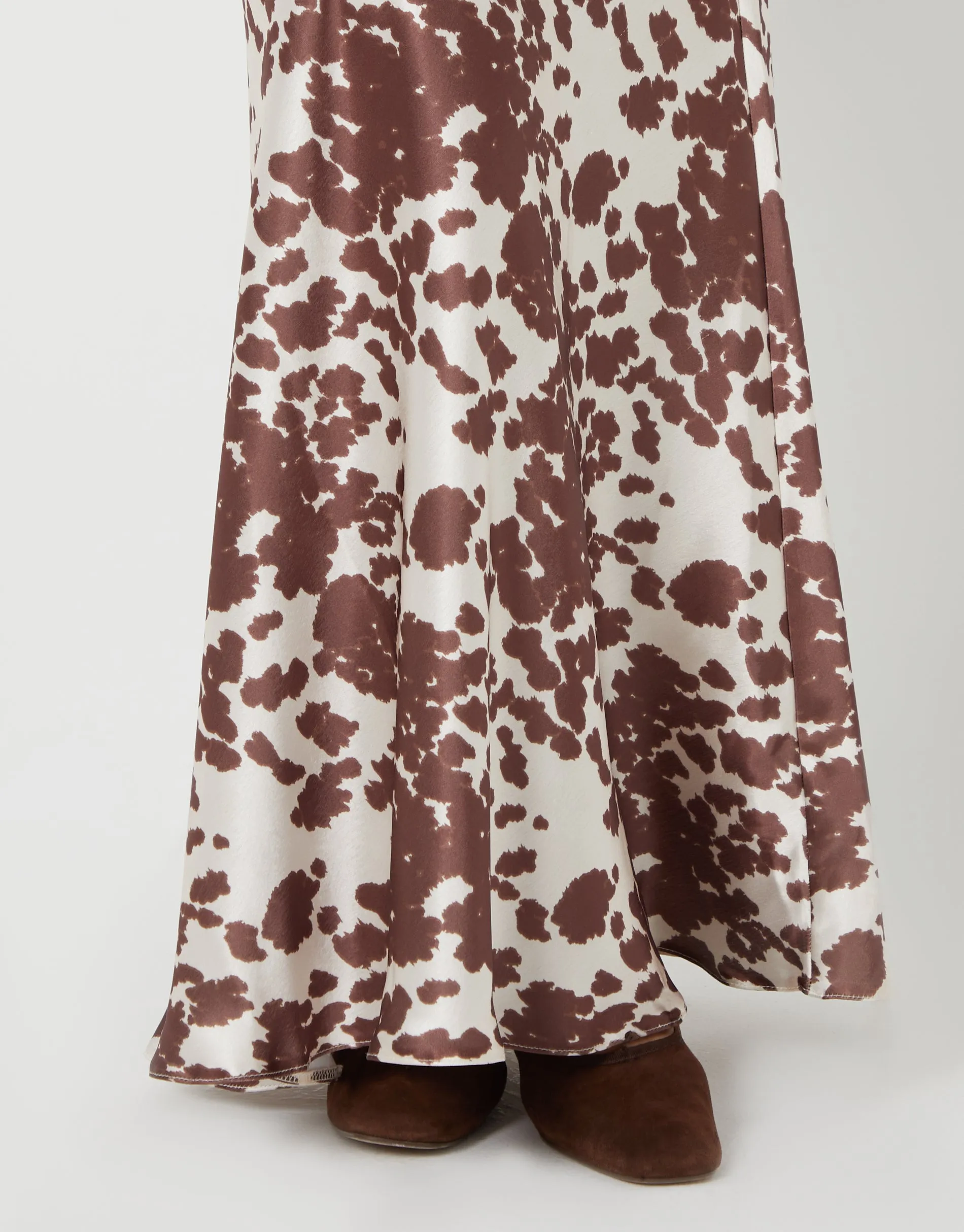 Cow Print Maxi Satin Slip Skirt sold by Threadbare product image thumbnail 3