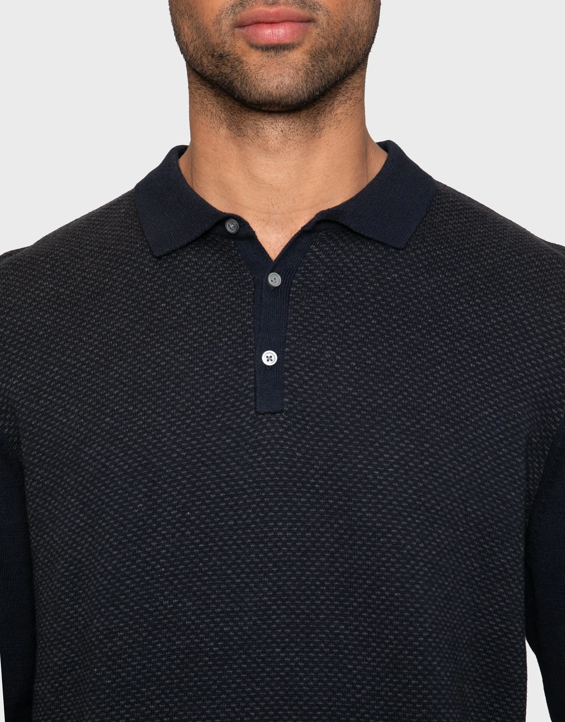 Men's Navy & Charcoal Polo Jumper sold by Threadbare product image thumbnail 4