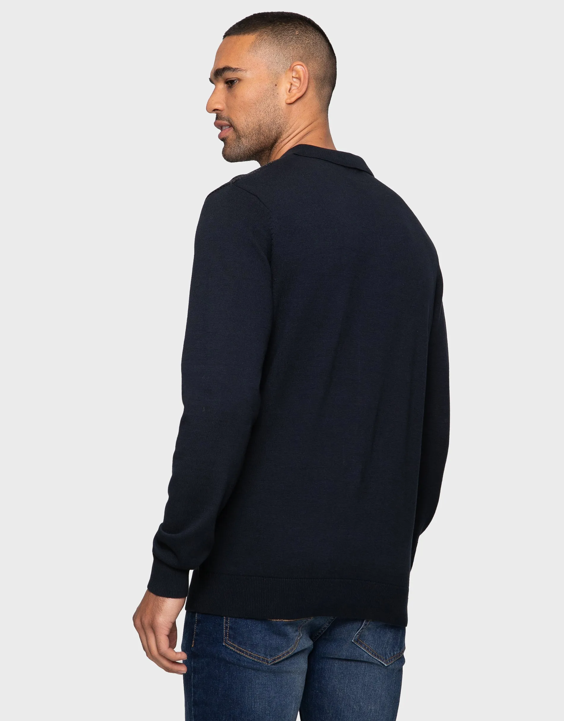 Men's Navy & Charcoal Polo Jumper sold by Threadbare product image thumbnail 2