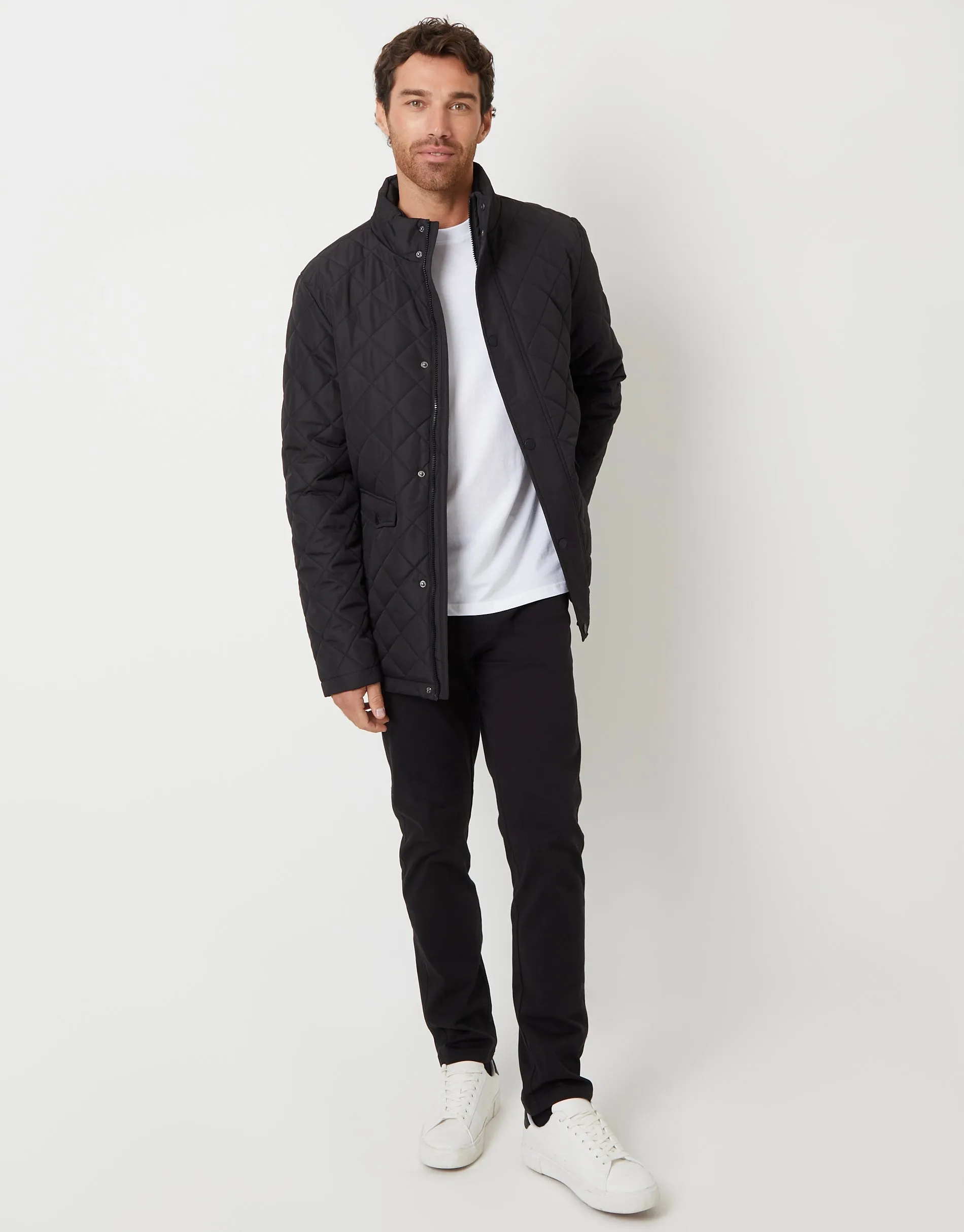 Men's Black Diamond Quilted Jacket sold by Threadbare product image thumbnail 3