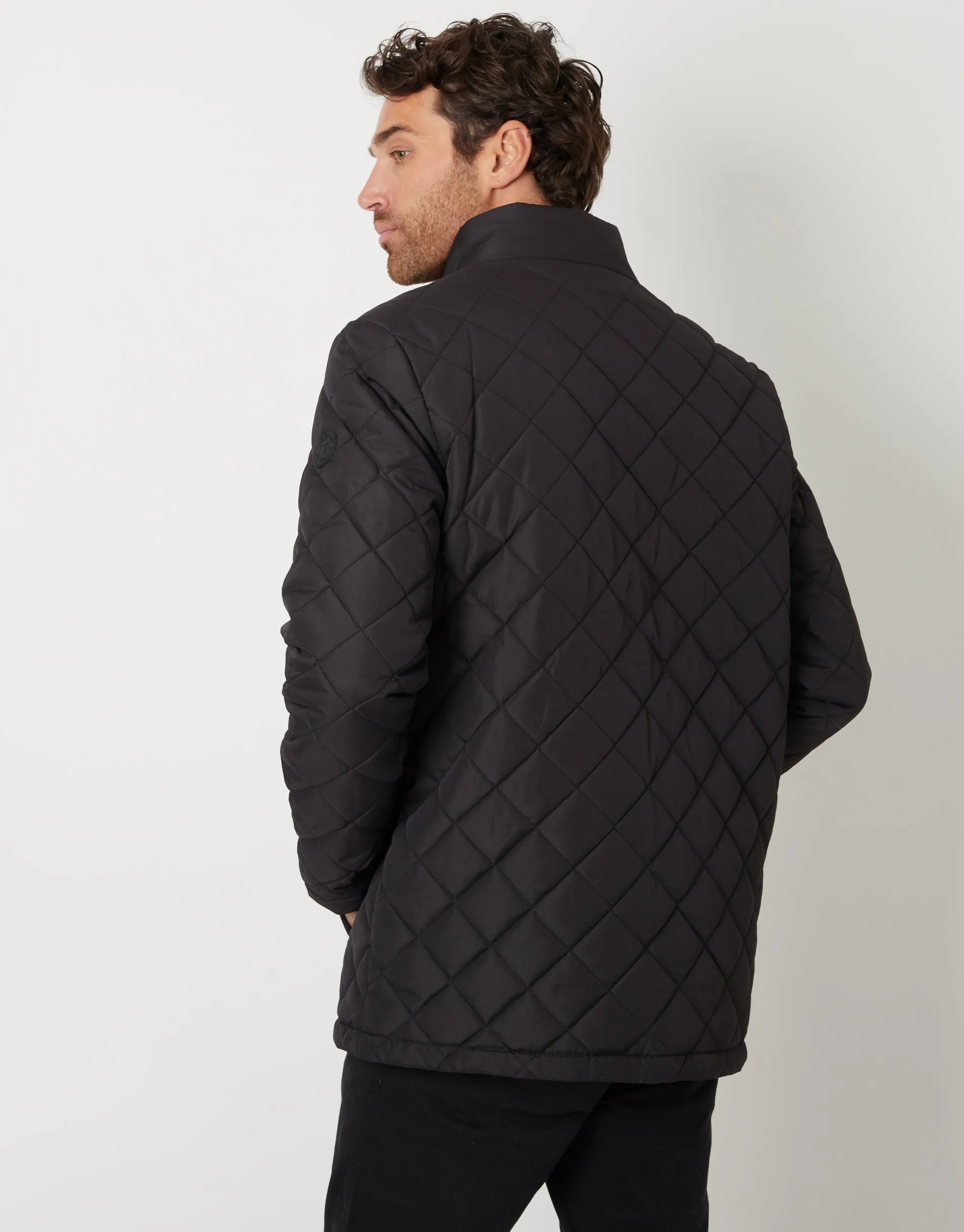 Men's Black Diamond Quilted Jacket sold by Threadbare product image thumbnail 2