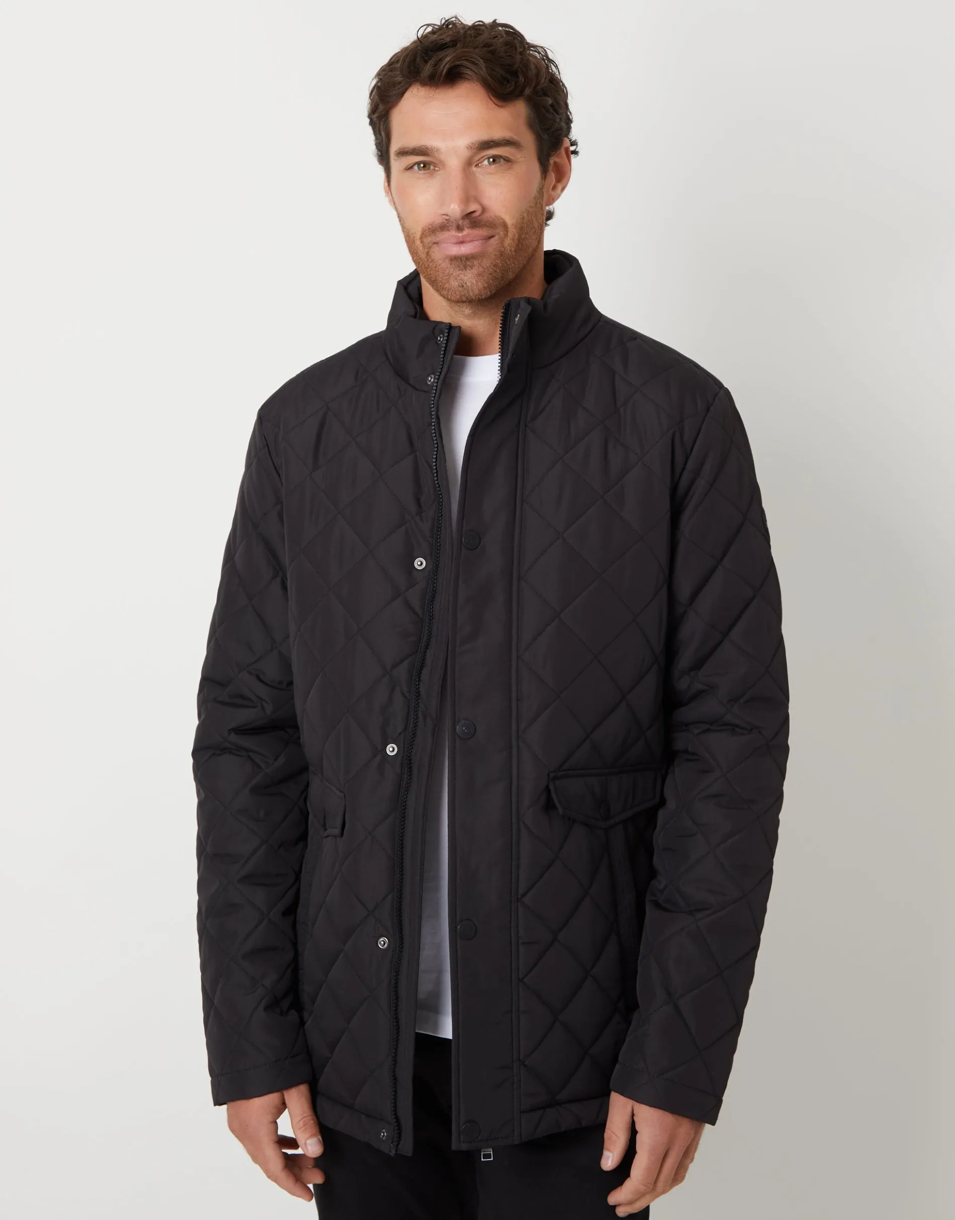 Men's Black Diamond Quilted Jacket sold by Threadbare product image thumbnail 5