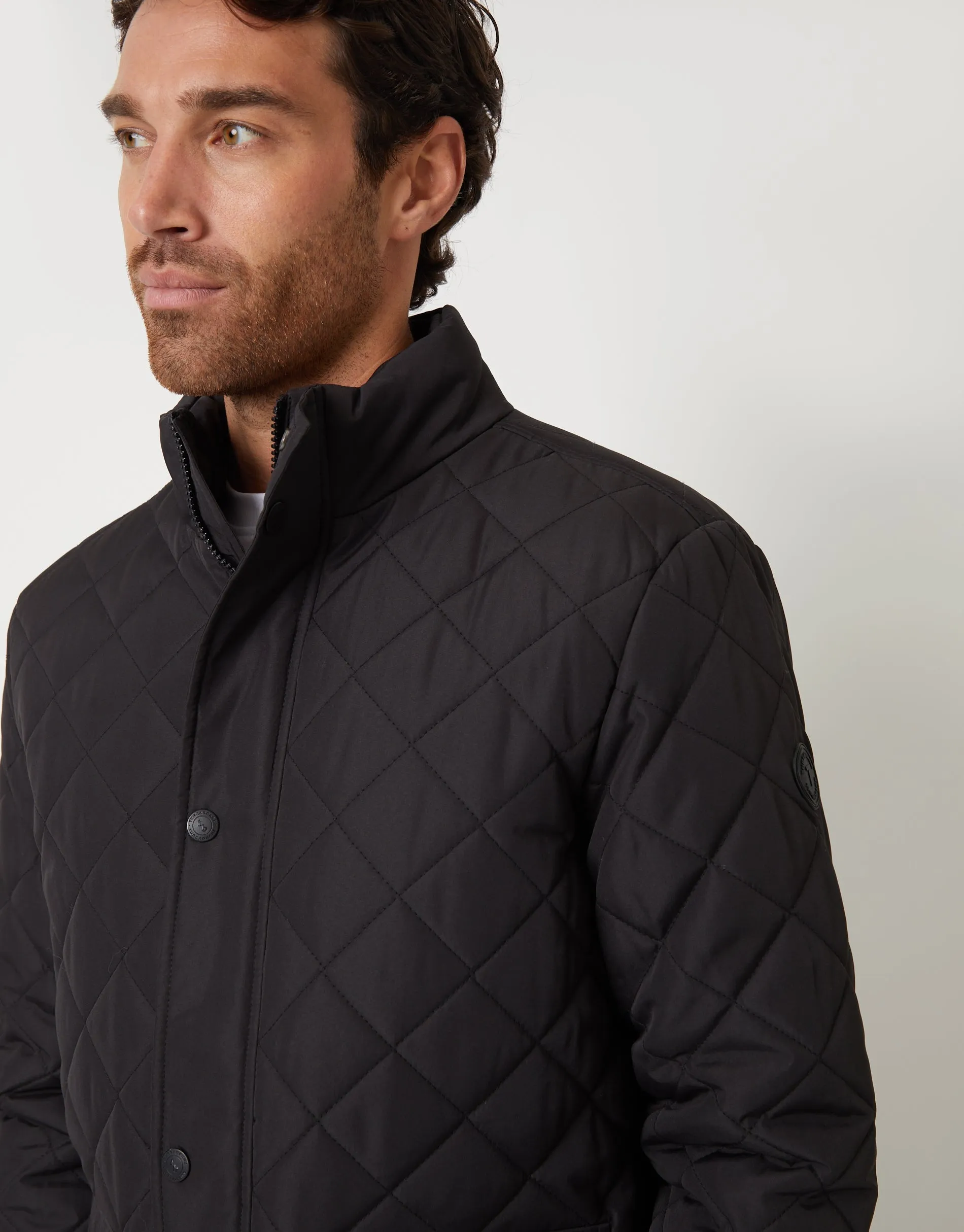 Men's Black Diamond Quilted Jacket sold by Threadbare product image thumbnail 4