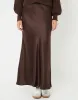 Chocolate Brown Maxi Satin Slip Skirt sold by Threadbare