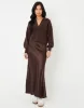 Chocolate Brown Maxi Satin Slip Skirt sold by Threadbare