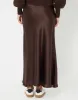 Chocolate Brown Maxi Satin Slip Skirt sold by Threadbare