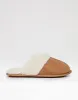 Threadbare Women's Brown Faux Suede Faux Fur Lined Mule Slippers sold by Threadbare