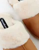 Threadbare Women's Brown Faux Suede Faux Fur Lined Mule Slippers sold by Threadbare