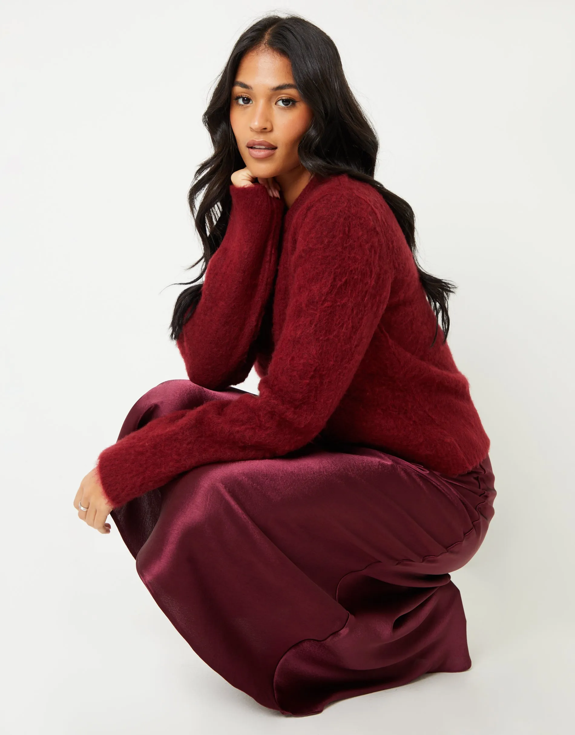 Women's Burgundy Brushed Knitted Jumper sold by Threadbare product image thumbnail 4