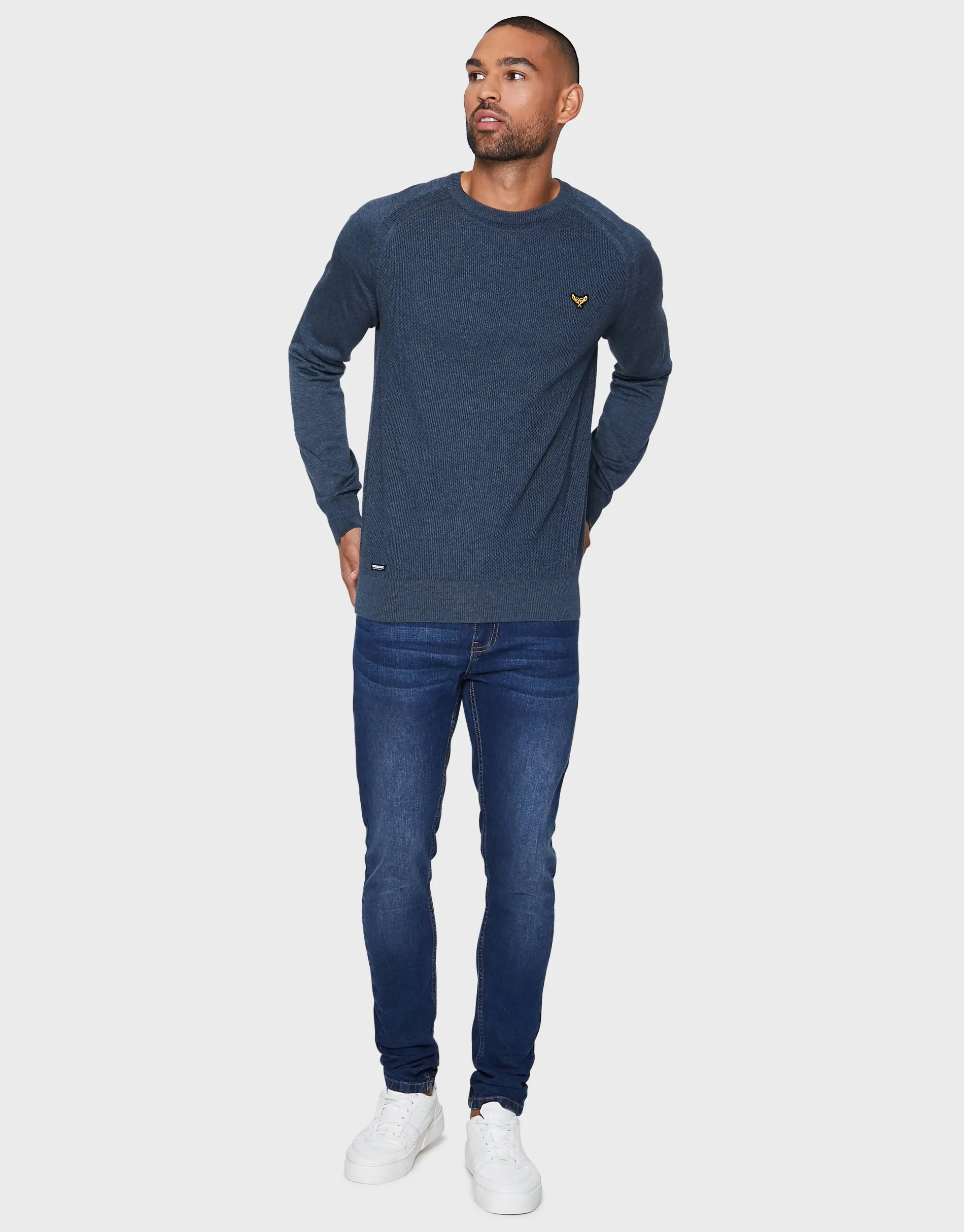 Men's Denim Marl Textured Jumper sold by Threadbare product image thumbnail 3