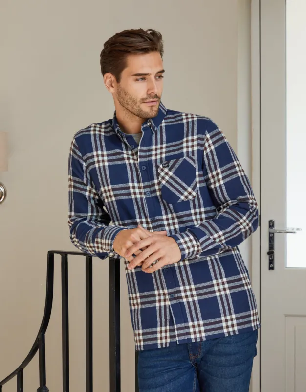Men's Blue Check Long Sleeve Shirt sold by Threadbare