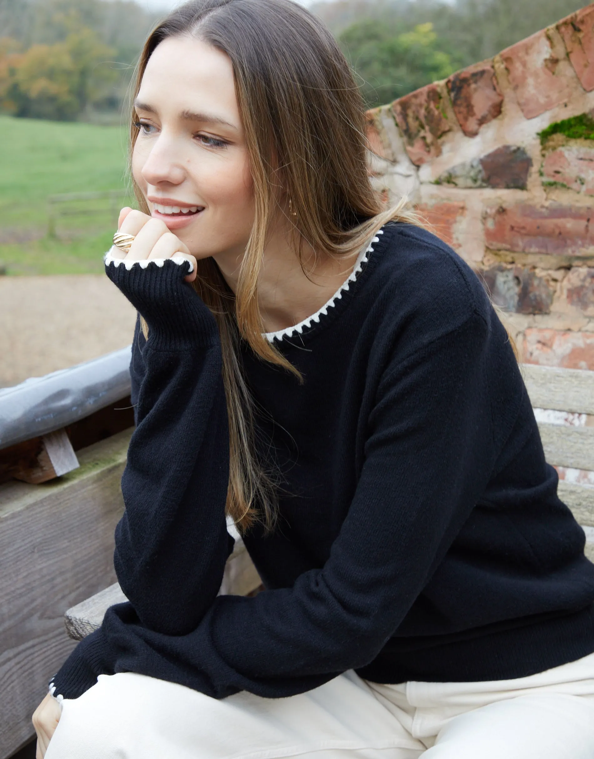 Black Contrast Edge Balloon Sleeve Jumper sold by Threadbare product image thumbnail 3