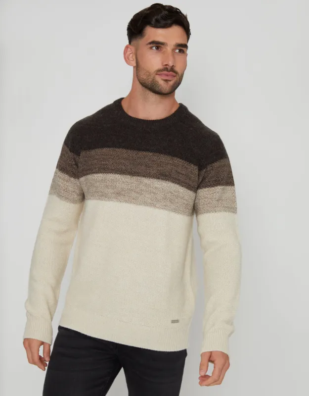 Threadbare Men's Charcoal Grey Marl Ombré Striped Crew Neck Jumper sold by Threadbare