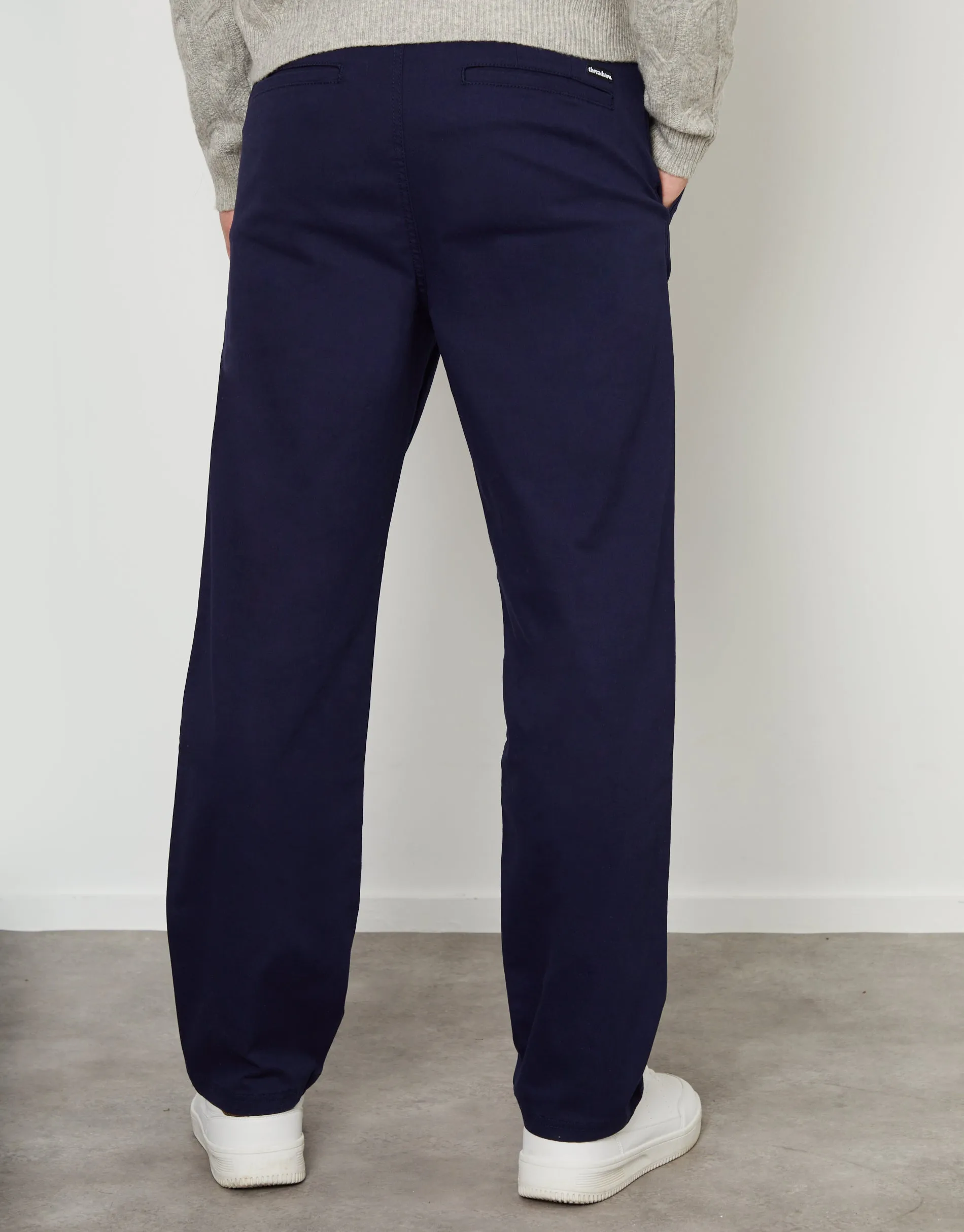 Navy Straight Leg Pleated Chino Trousers sold by Threadbare product image thumbnail 2