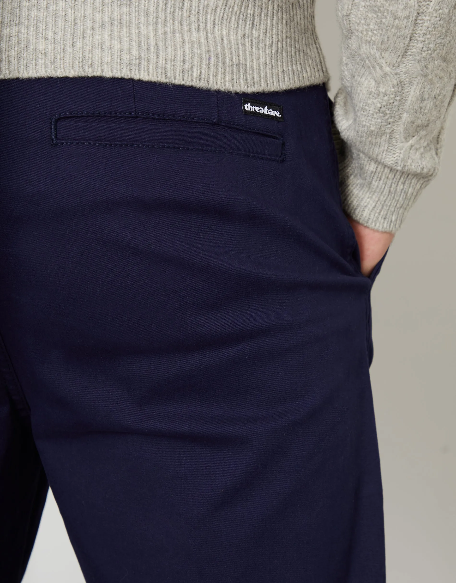 Navy Straight Leg Pleated Chino Trousers sold by Threadbare product image thumbnail 4