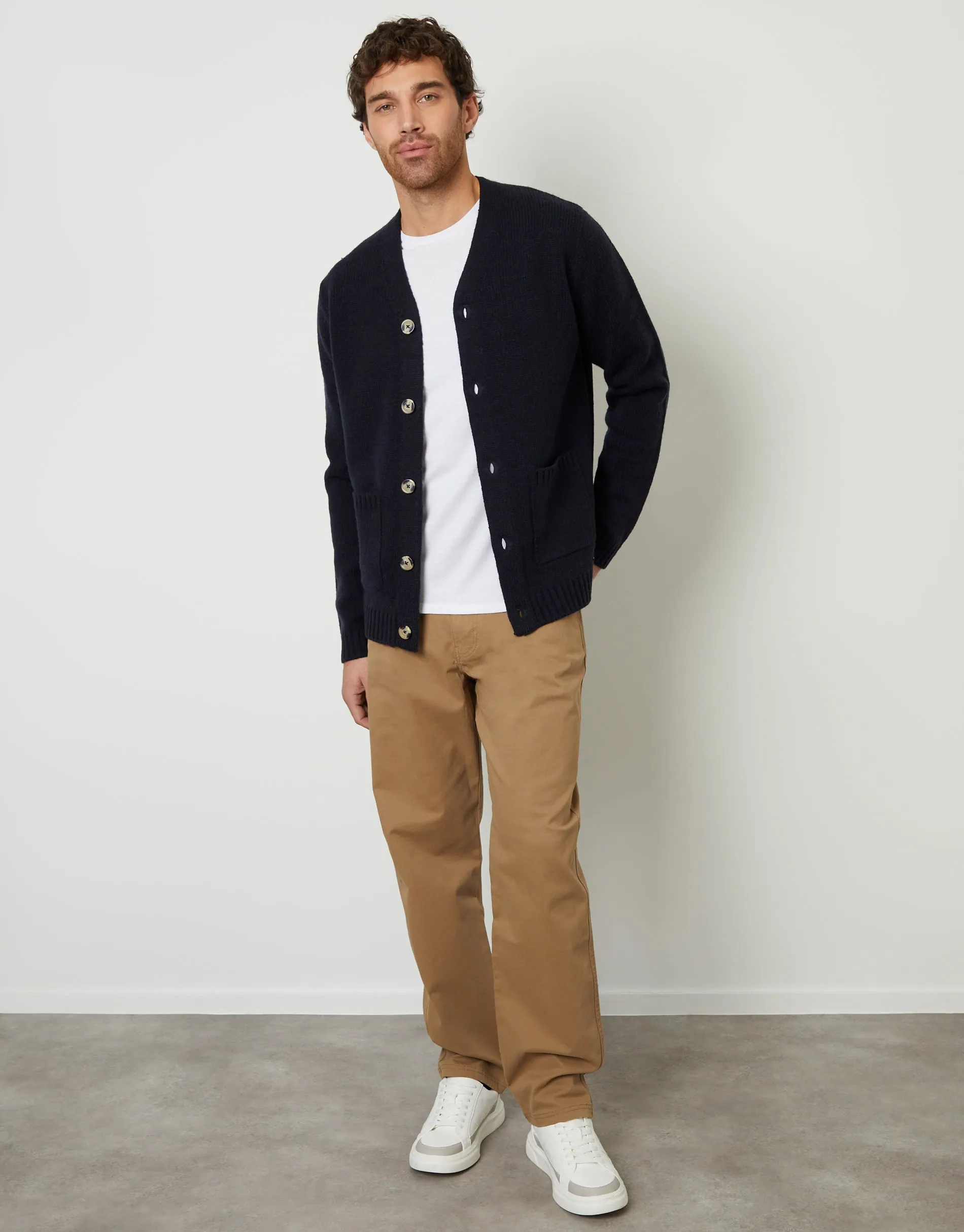 Navy Knitted V-Neck Cardigan sold by Threadbare product image thumbnail 3