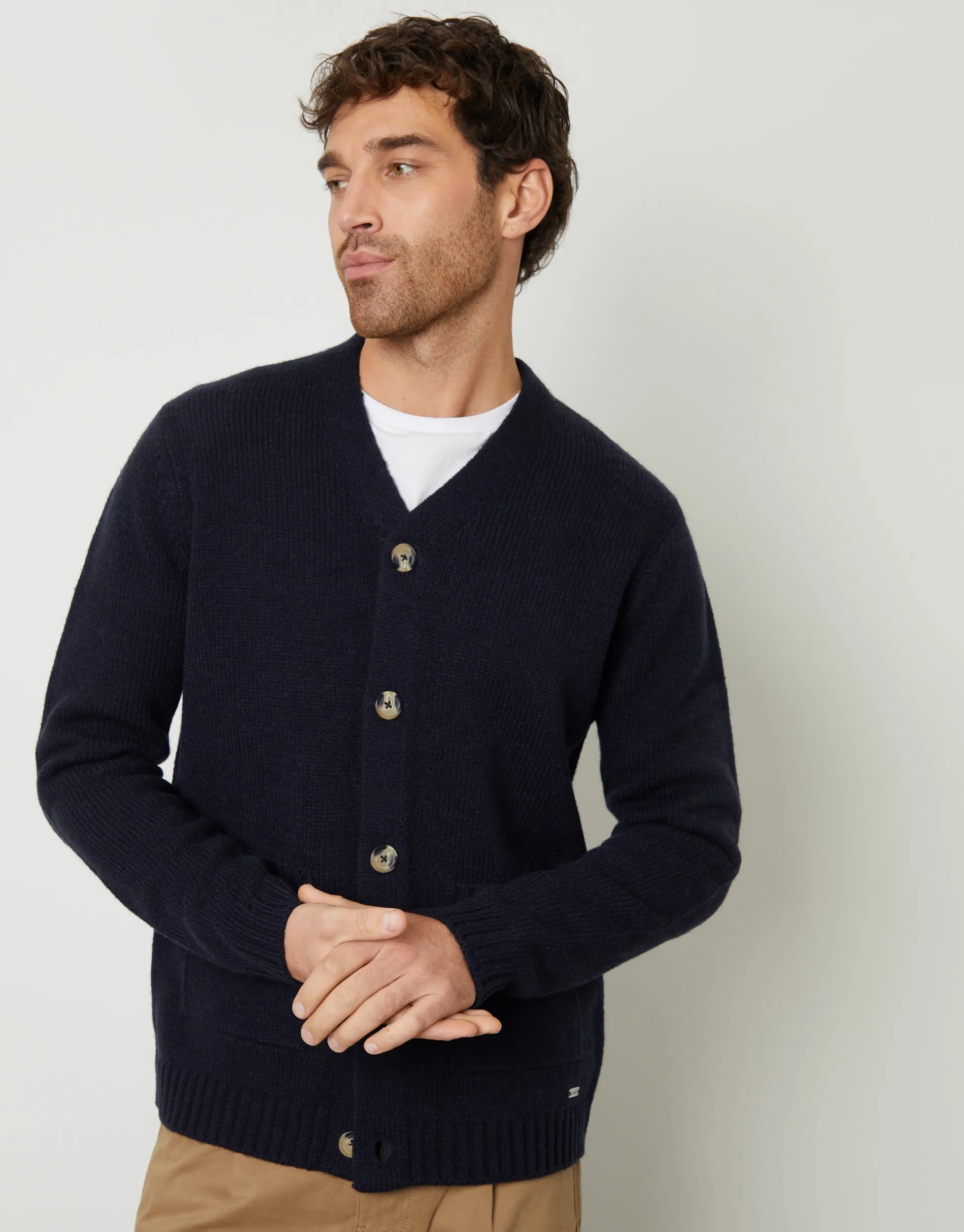Navy Knitted V-Neck Cardigan sold by Threadbare product image thumbnail 5