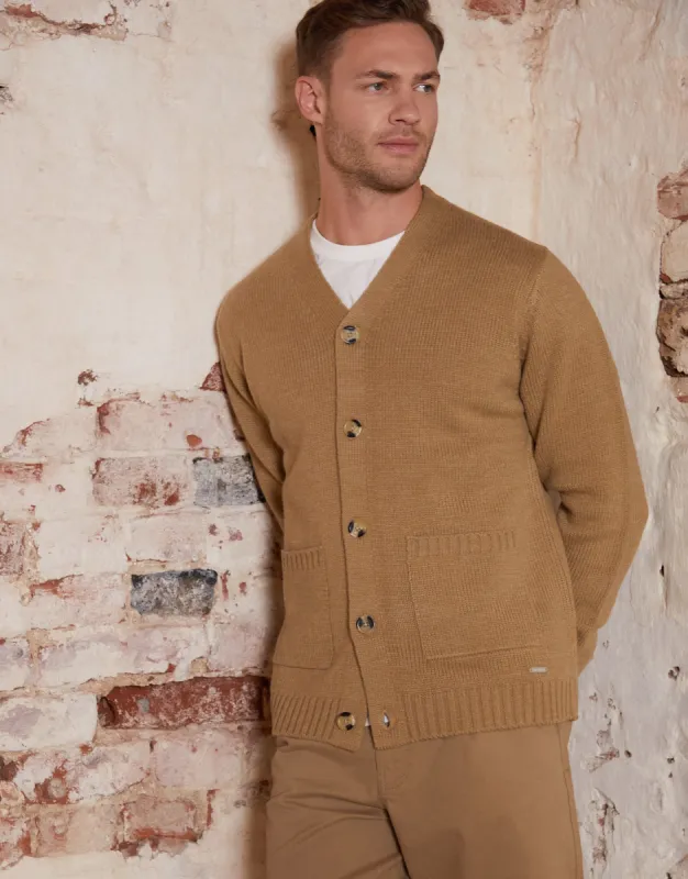 Beige Knitted V-Neck Cardigan sold by Threadbare