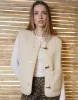 Ecru Toggle Fleece Borg Gilet sold by Threadbare
