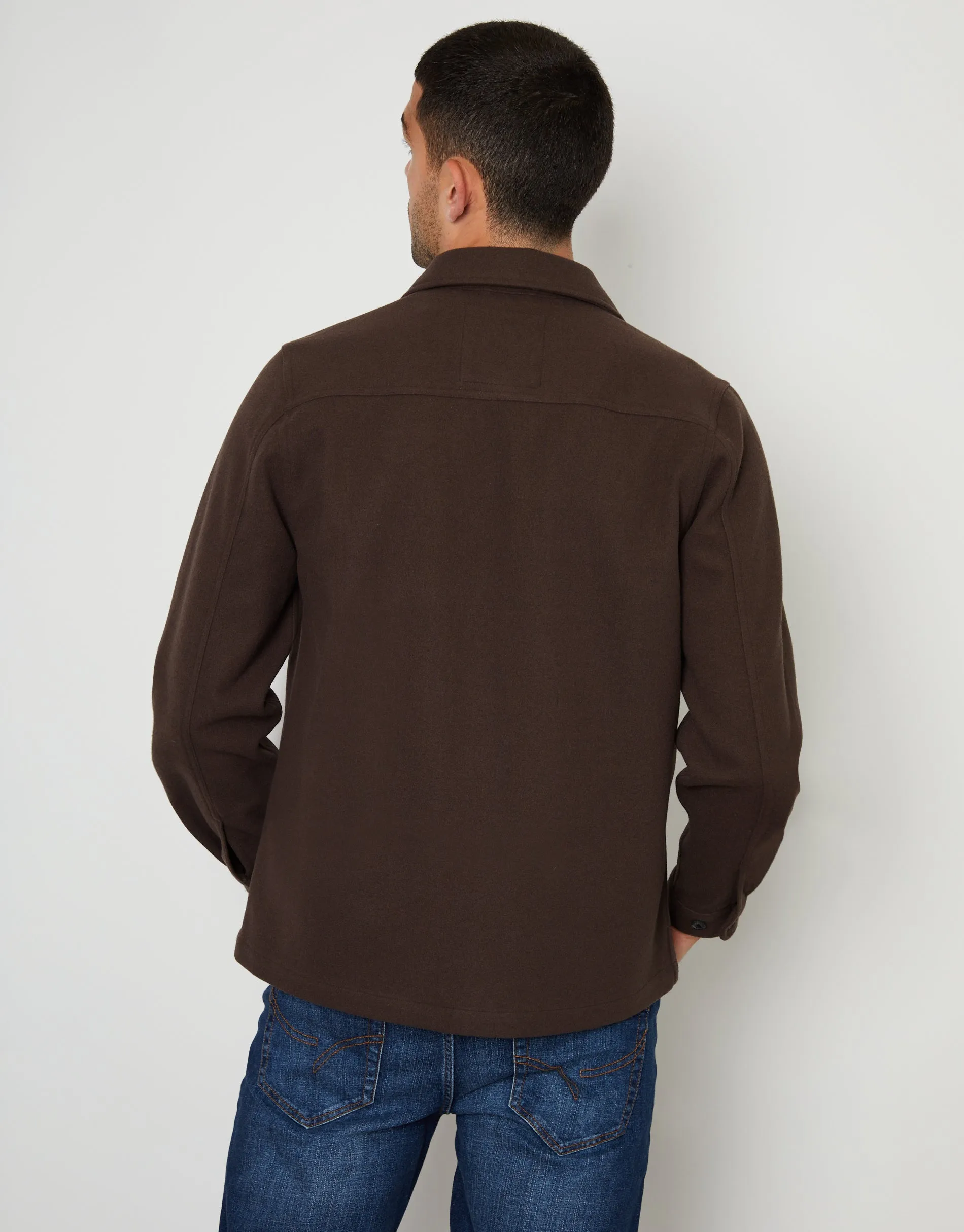 Chocolate Brown Faux Wool Button Up Shacket sold by Threadbare product image thumbnail 2