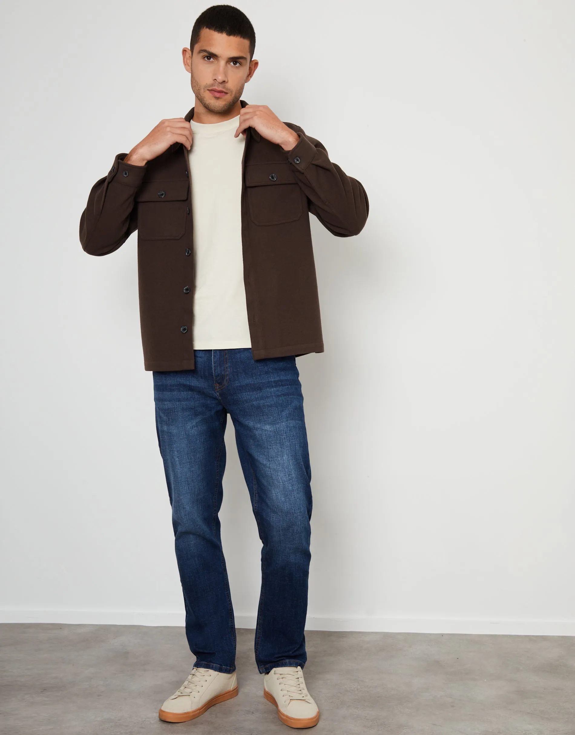 Chocolate Brown Faux Wool Button Up Shacket sold by Threadbare product image thumbnail 3