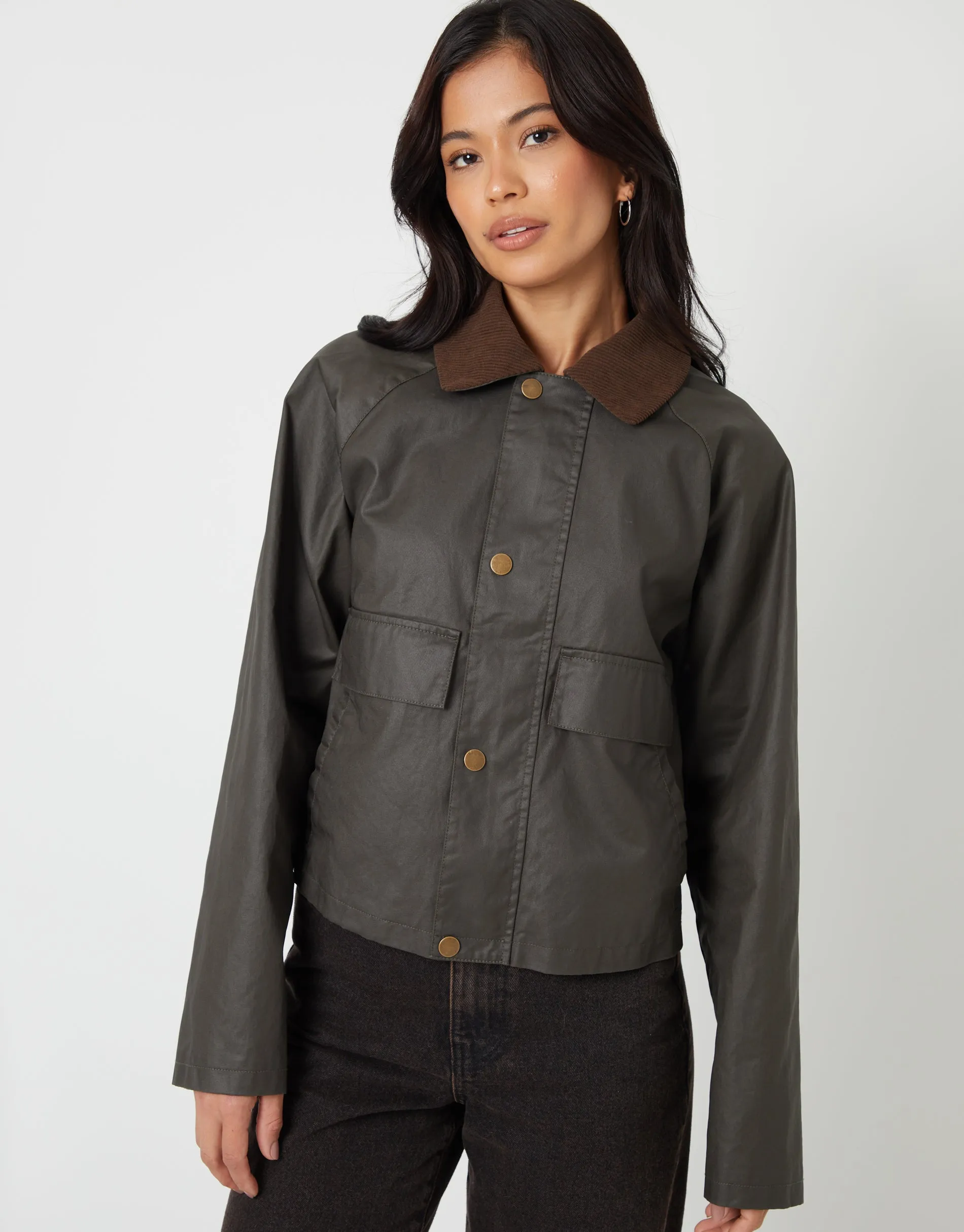 Khaki Green Waxed Jacket sold by Threadbare product image thumbnail 5